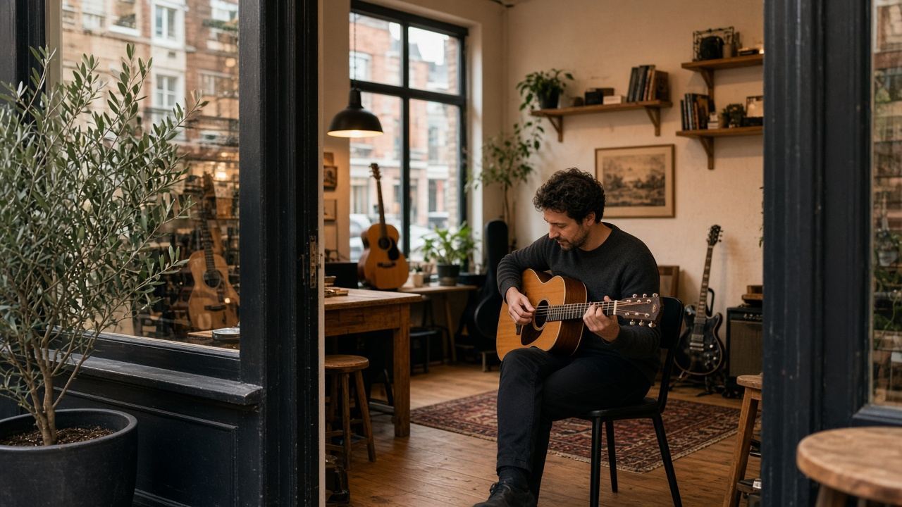 Adult music studio / guitar lessons workspace at Picky Tramples House